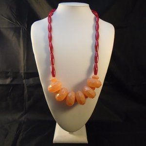 LYDELL NYC PEACH RED CHUNKY LONG 26" BEADED NWT